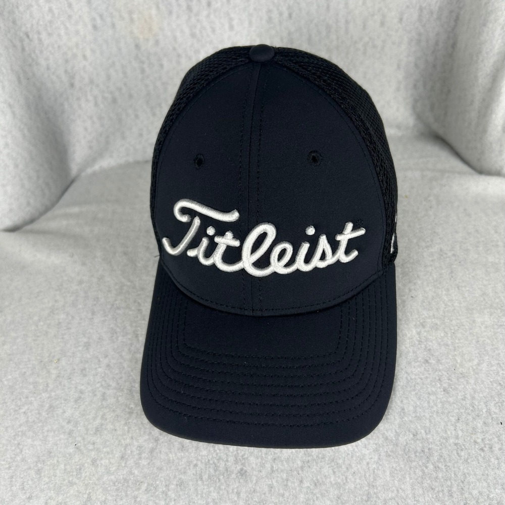 Titleist Golf Hat Mens Medium-Large Black Pro V1 New Era Mesh Back Cap